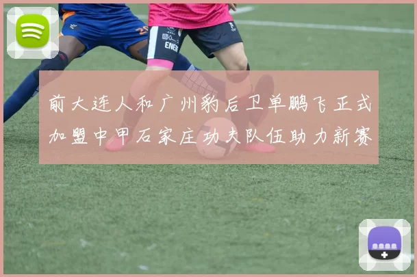 前大连人和广州豹后卫单鹏飞正式加盟中甲石家庄功夫队伍助力新赛季